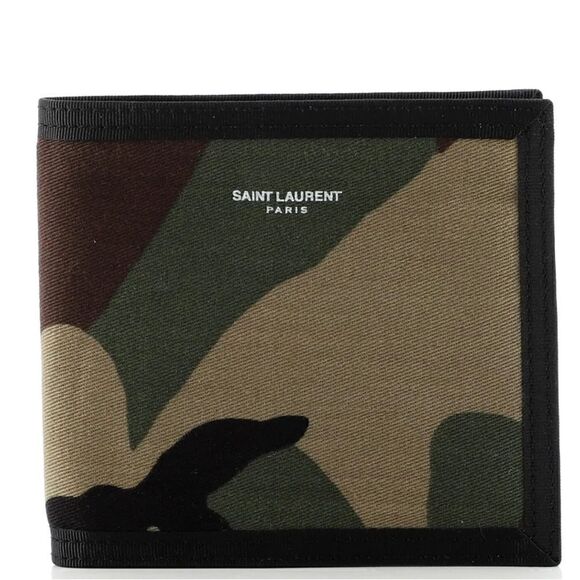❤️SOLD❤️Mens Saint Laurent Classic Bifold Wallet Printed Canvas - Picture 1 of 8